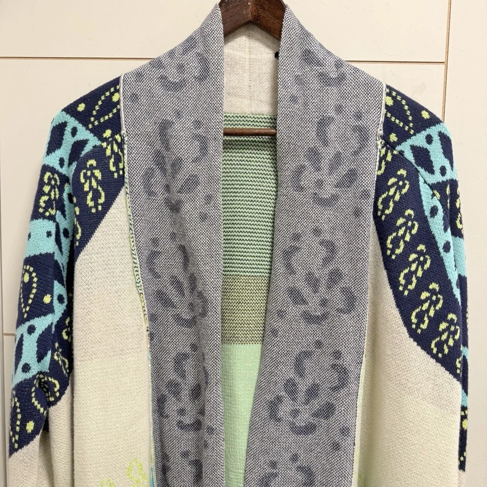 Anthropology Gypsy 05 Global Village Cardigan Fringe Sweater L - Picture 4 of 11